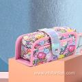 Two fold pen bag with printed zipper